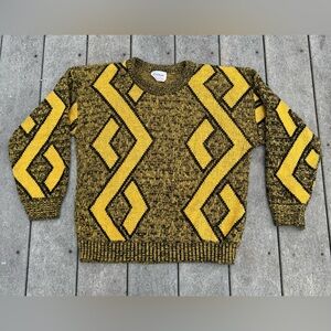 Vintage 1980s EDISON retro abstract yellow and black L made in USA